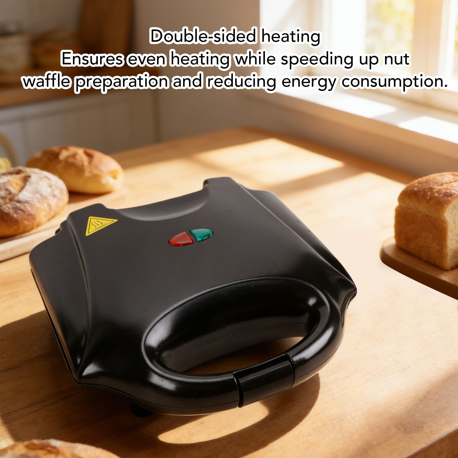Mini Waffle Maker Machine - ウォールナットメーカー 750W、12個分の容量、焦げ付き防止加工、ミニサイズのナッツワッフルパンケーキメーカー、家庭用朝食に最適な電動ウォールナットケーキ型。