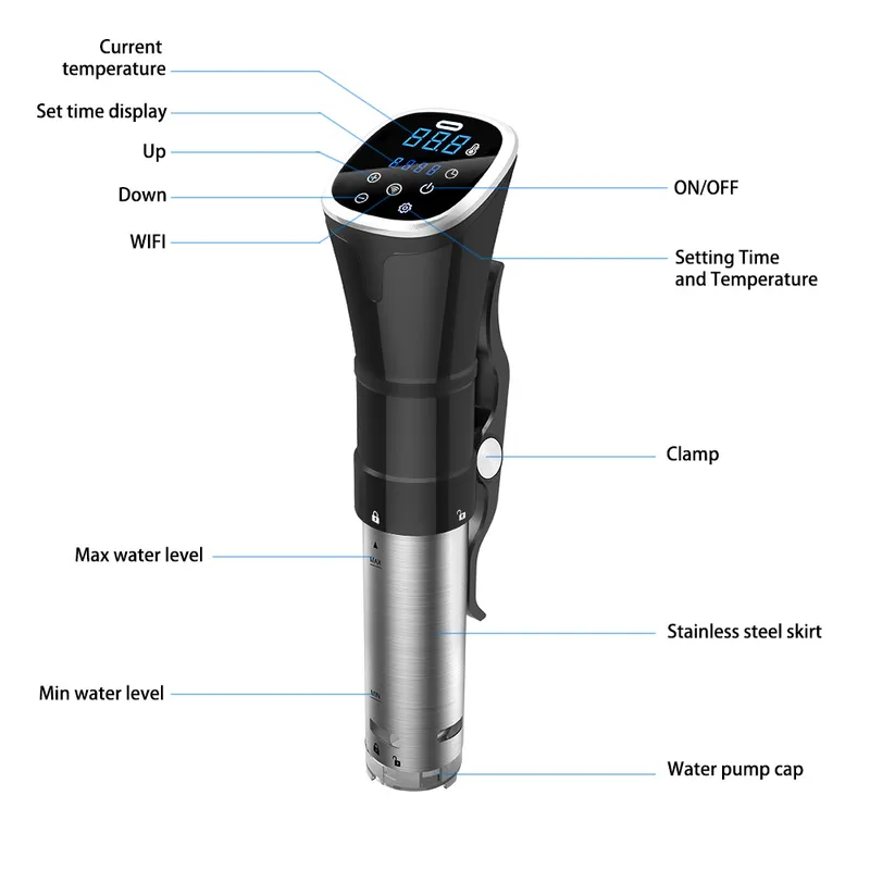IPX7防水性能を備えた、デジタルタイマー制御機能付きの電気 - Digital Sous Vide Precision Cooker のレビューと価格